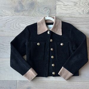 Sandro Black and Tan sweater Jacket